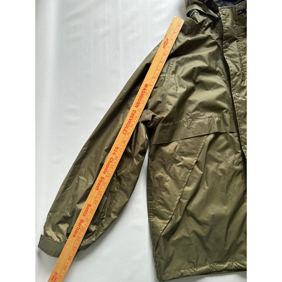 World Wide Sportsman Men's Large Green Ripstop Hooded Rain Jacket Windbreaker L - Picture 5 of 10